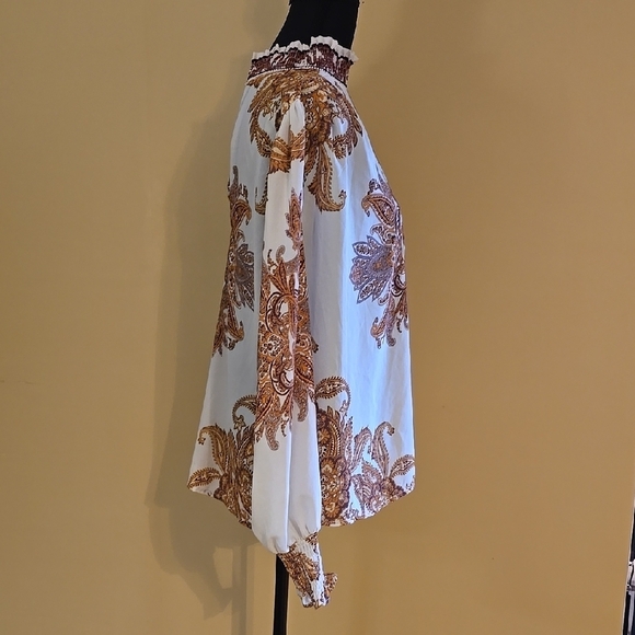 Impressions Gold and Cream Long Sleeve Blouse L - Picture 2 of 6
